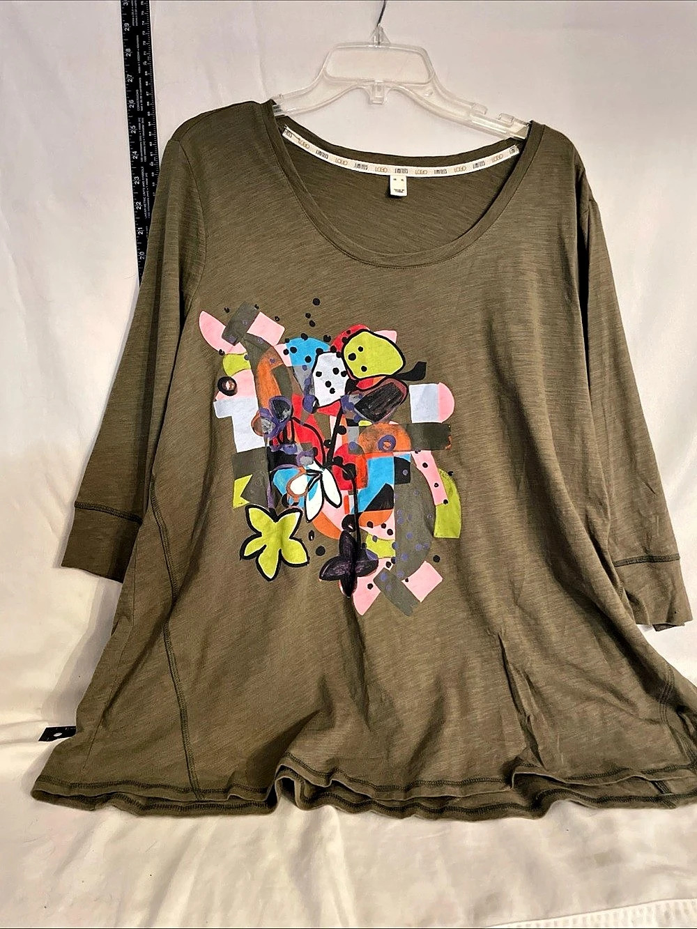 Loco Lindo Abstract Graphic Cotton Tunic Green XL